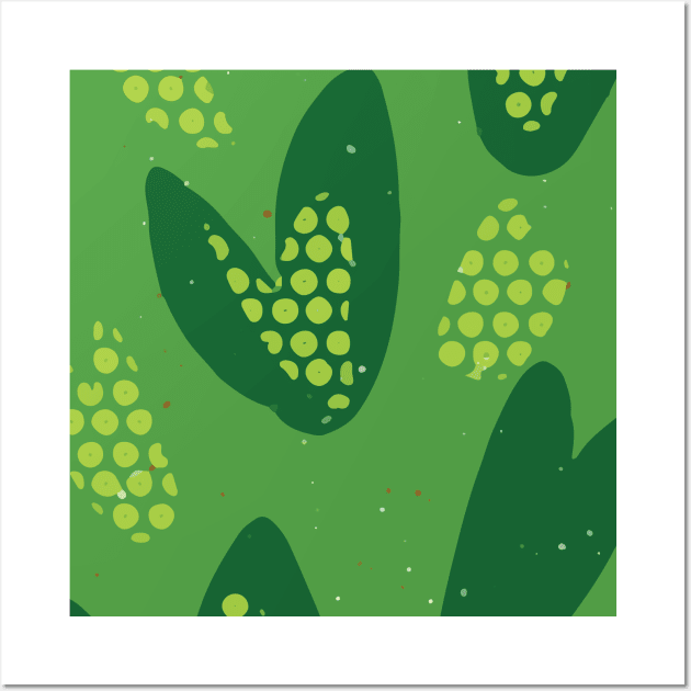 Big Heart Abstract Background Design in Grass Green Monotones GC-116-1 Wall Art by GraphicCharms